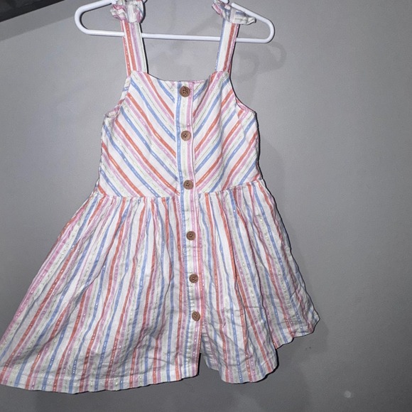 Lucky Penny Kids Girls Striped Button Front Dress Rainbow Sparkle Size 5 - Picture 2 of 7